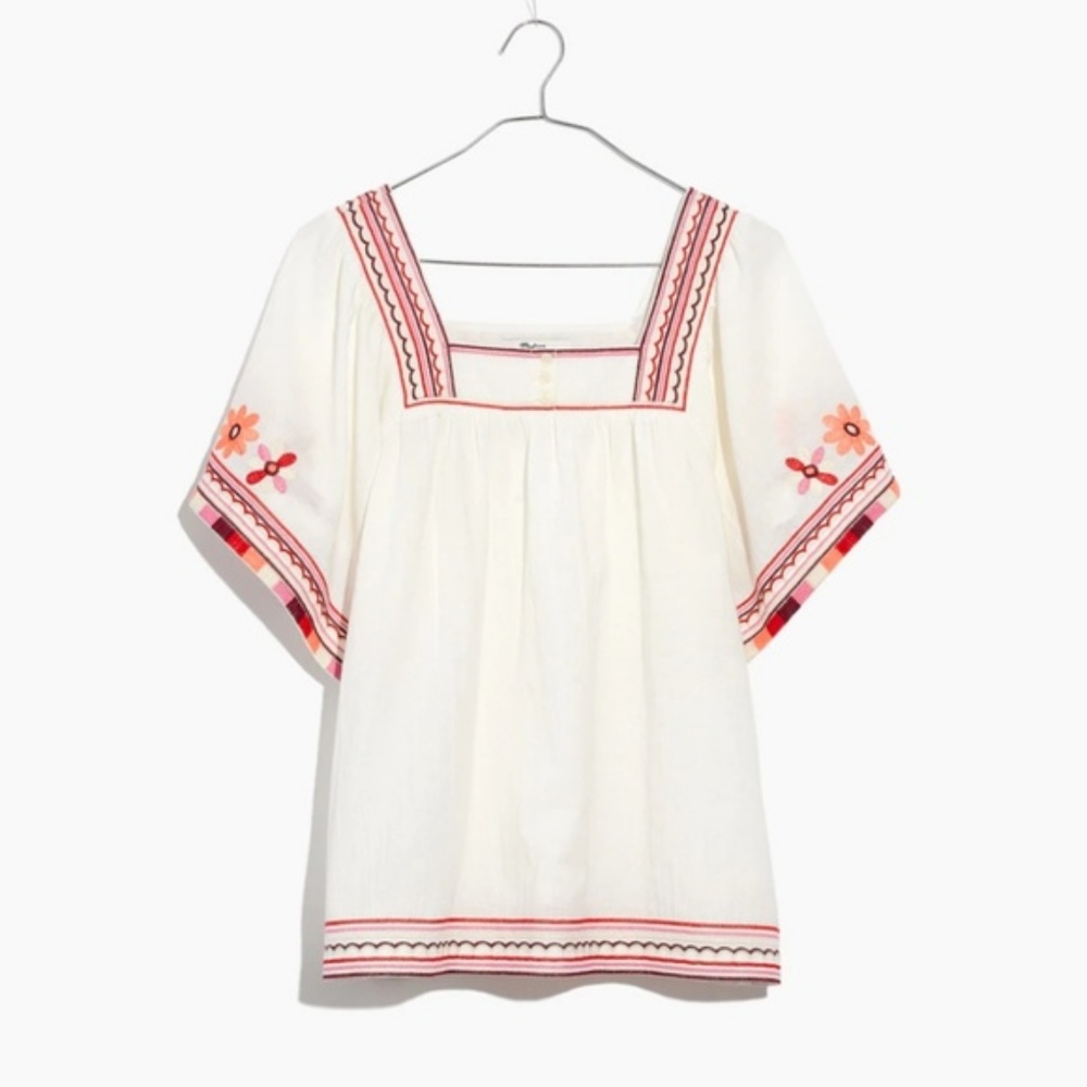 Madewell flutter-sleeve embroidery top